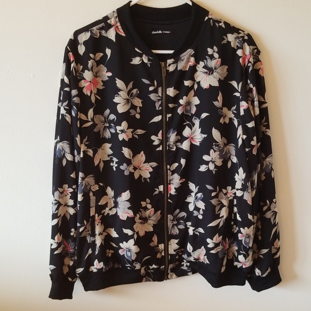 Charlotte Russe Floral Bomber Jacket